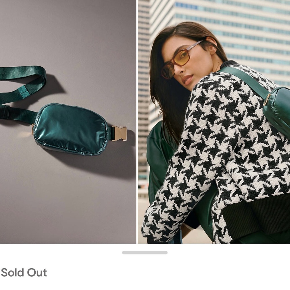 Anthropologie Green Quilted Mini Bag